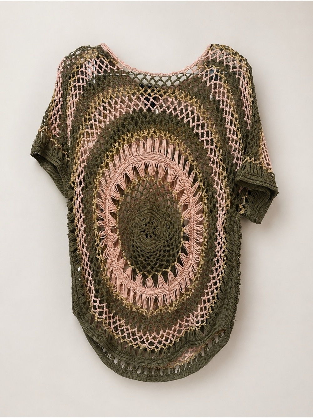 Questions Boho Chic Crochet Metallic Festival Tunic Cover Up S